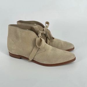 Alexander Wang Tan Suede Lace up Pointed Toe Ankle Booties Women's